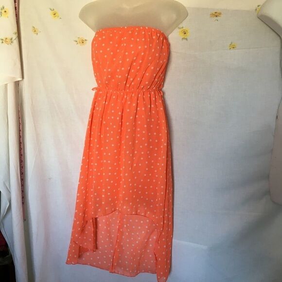 Jr medium orange dot high low dress - Picture 2 of 4